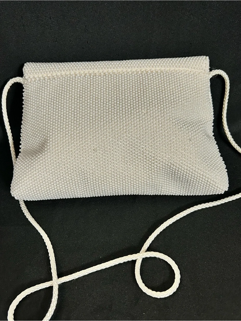 Beaded Evening Crossbody Shoulder Bag White